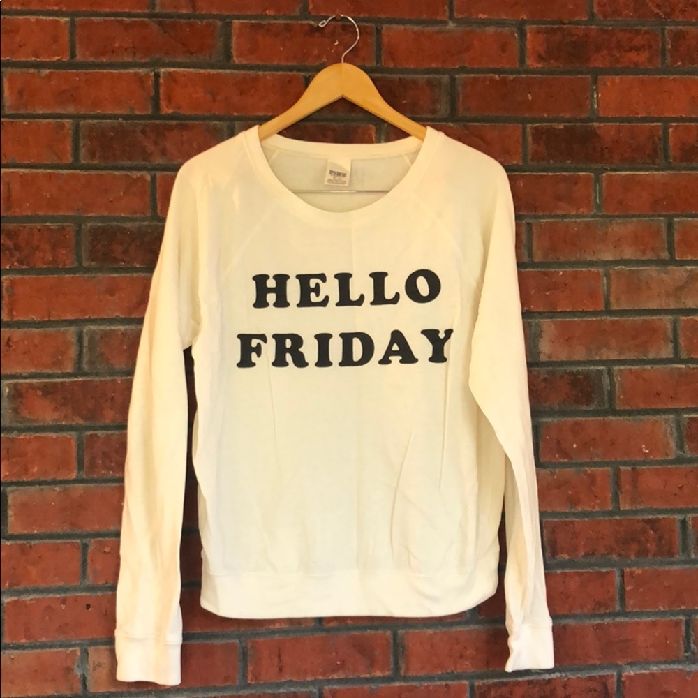 VS Pink Oversized ‘Hello Friday’ Crew Sweater